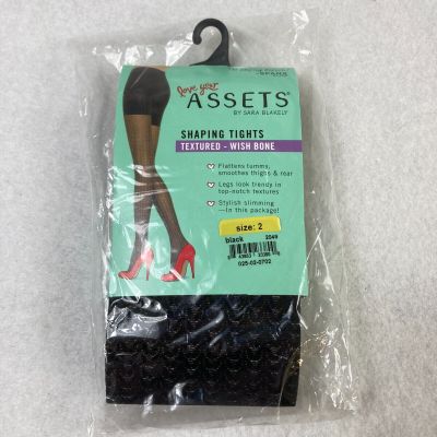 SPANX Assets by Sara Blakely Shaping Tights Women's 2 Black Textured Wish Bone